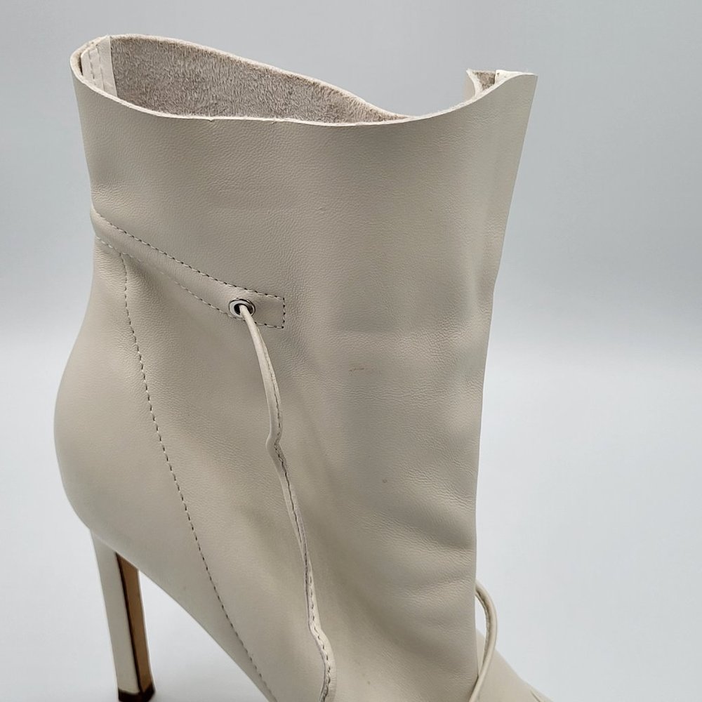 Nine West TIRZAH White Leather Pointed Toe Dress Boots SZ 8.5 - Picture 5 of 13